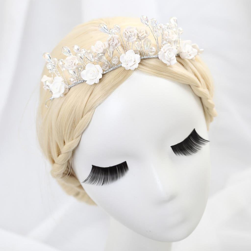 JAZZY PEARLS Women's Crown Headwear Flower Ornament Ladylike Charming Exquisite Accessory