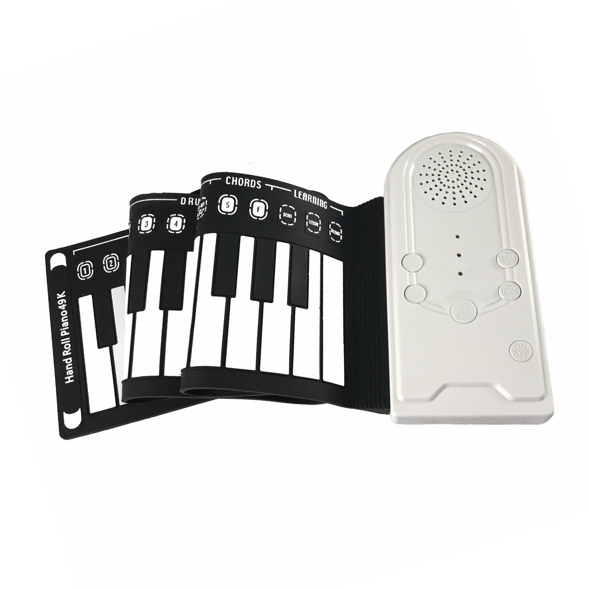 Miłośnik Muzyki 49 Klawiszowy Przenośny Składany Elektroniczny Instrument Fortepianowy Łatwy Do Grania(White)