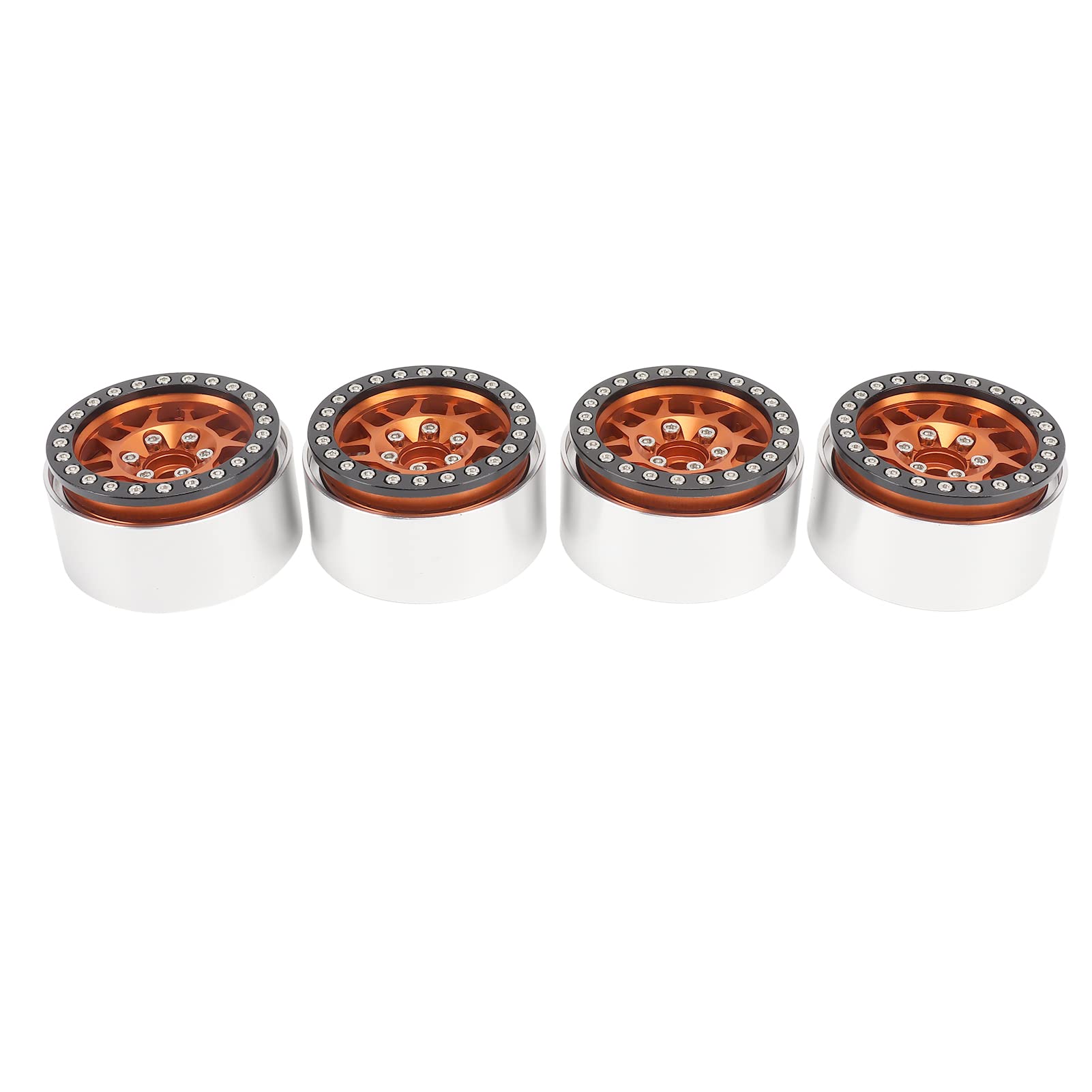 Fydun 4 szt. 1,9-calowe Felgi Aluminiowe CNC D RC - Piasta Koła Beadlock do Samochodów RC Axial SCX10, 90046, AXI 03007, MST w Skali 1/10 (ORANGE)