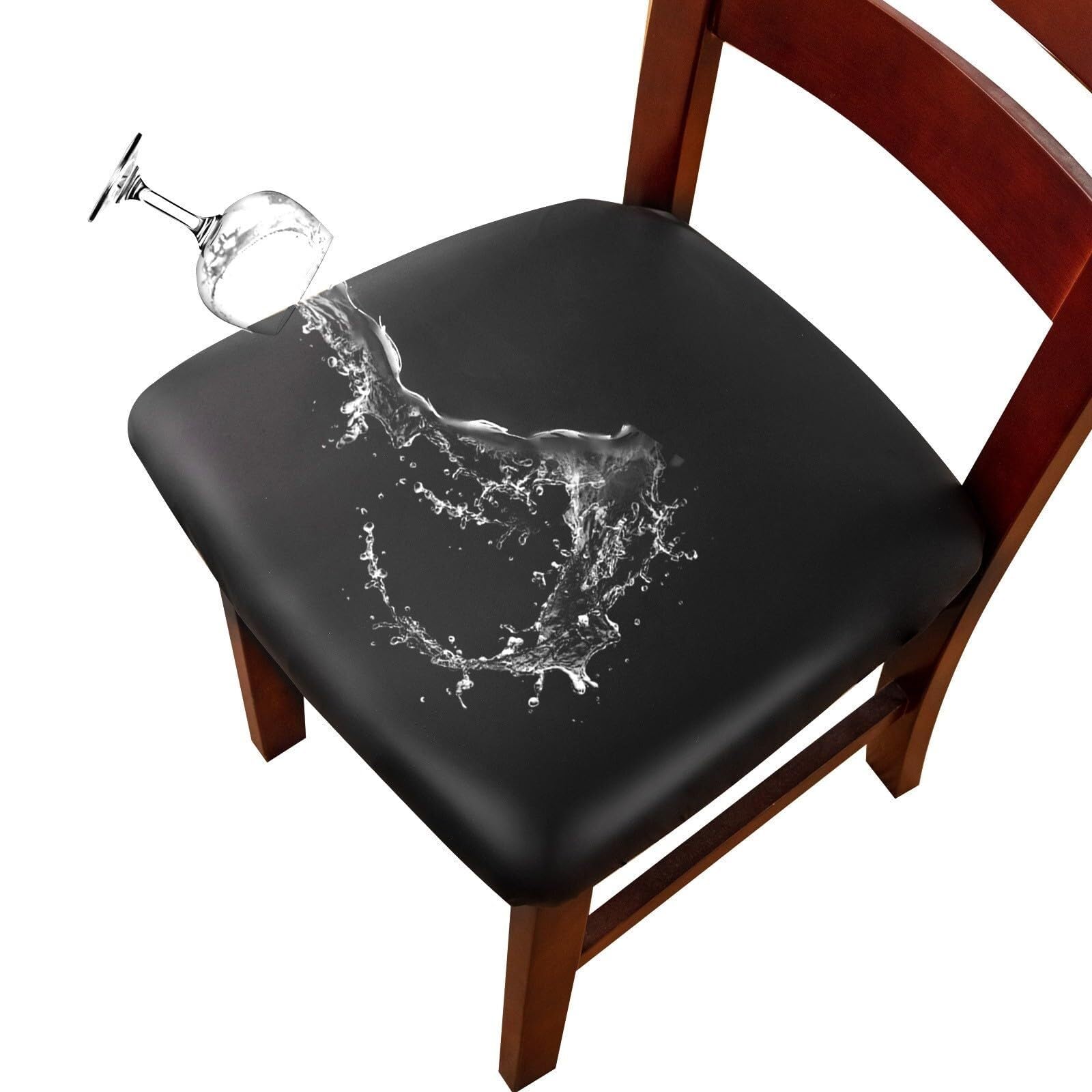 NMVAWIPT Waterproof PU Leather Dining Chair Seat Covers, Stretch Cushion Protector Slipcovers For Office Hotel Restaurant(1#,6 Set)