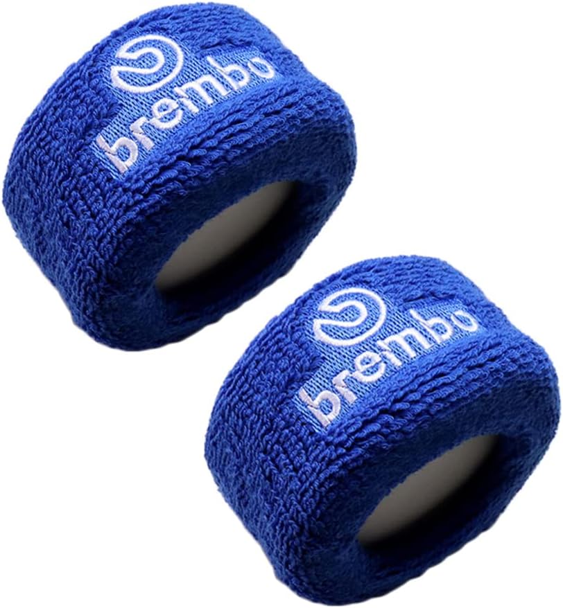 Q1-TECH, JDM Universal Brake Fluid Oil Reservoir Tank Cover Socks for Motorcycles, Sportbikes, Bikes, Compatible with Honda Mitsubishi Project MU Mugen JDM Brake Reservoir Cover 2PCS (BREB-BL)