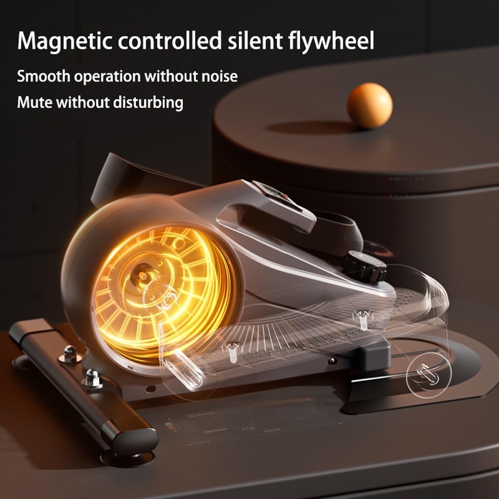 Pedaliera ellittica da seduta sotto la scrivania, 8 livelli di resistenza, display a LED, silenziosissimo - da adulto a anziano, mini macchine ellittiche for uso domestico (Grey : White)