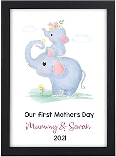 Our 1st First Mothers Day Gifts - PERSONALISED Mummy Elephant Gifts for Mothers Day - Gifts from New Baby Son Daughter Newborn - New Mummy Gifts for Mothers Day - First Time Nanny Mummy