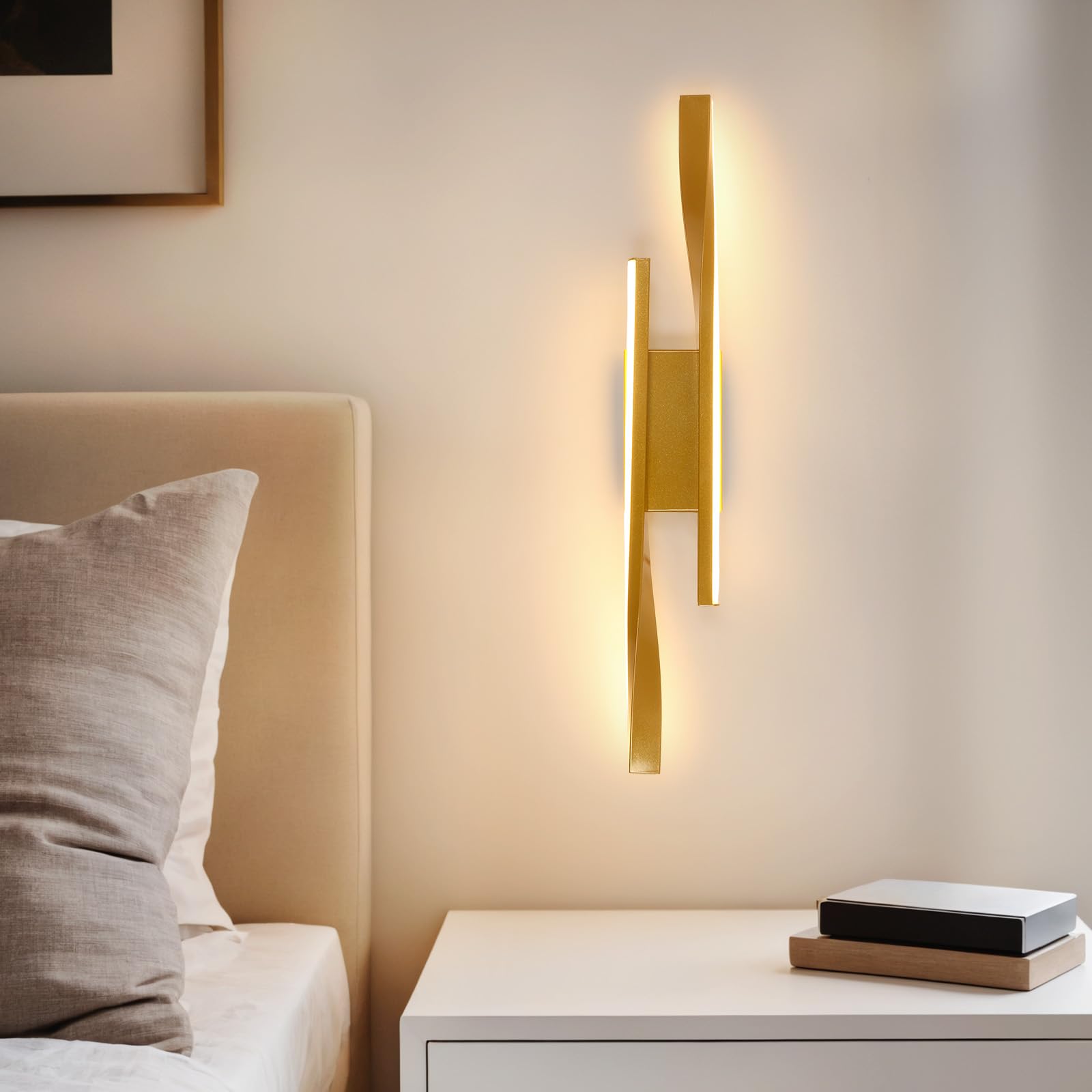 Comely LED Wandleuchte Innen, 16W 1800LM Wandlampe Innen Moderne Warmweiß, Gold Wandleuchten für Innen Kreative Lange für Schlafzimmer Wohnzimmer Flur Arbeitszimmer Treppen