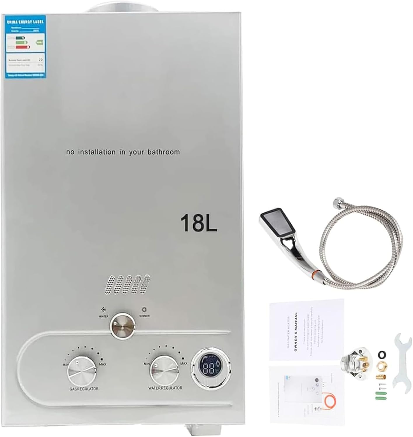 MECUTP Tankless Water Heater 4.8GPM 18L Propane LPG Gas Water Heater
