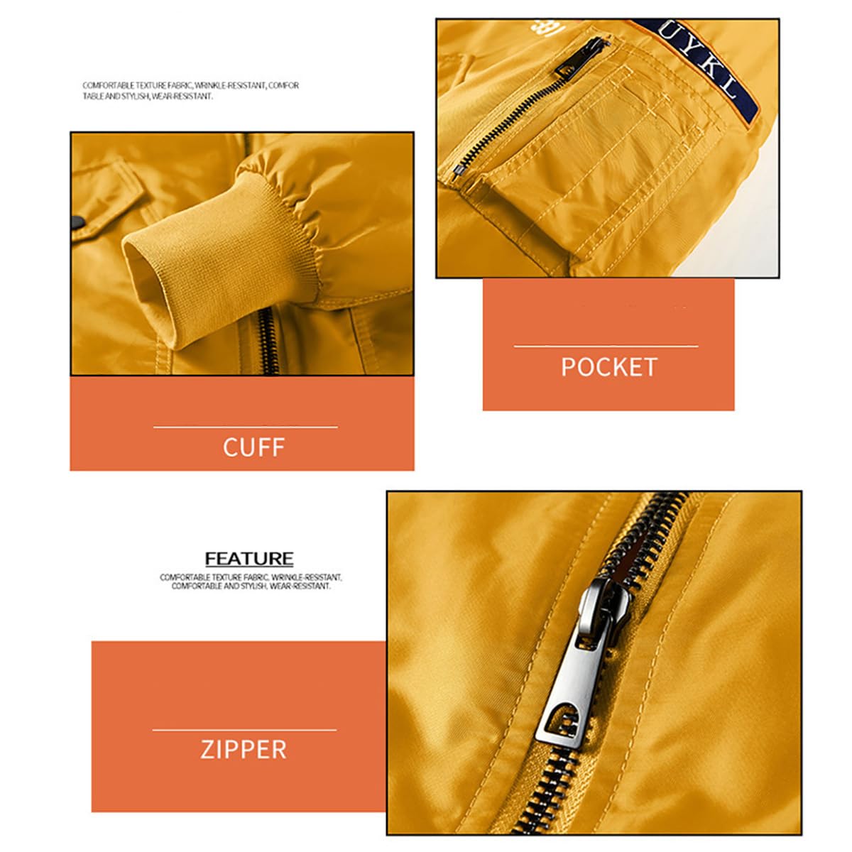 BININBOX Chaqueta de Aviador para Hombre Cazadora Bomber con Cuello Alzado Chaqueta de Otoño e Invierno