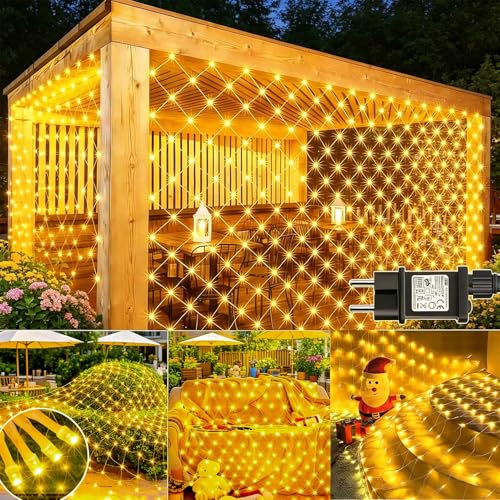 Joycome Rede de Luzes LED de Natal Exterior 3x2m 200 LED Luzes de Natal com Tomada, Temporizador, 8 Modos à Prova D'água, Luz de Rede para Varanda, Jardim, Terraço, Vitrines, Decoração Interior