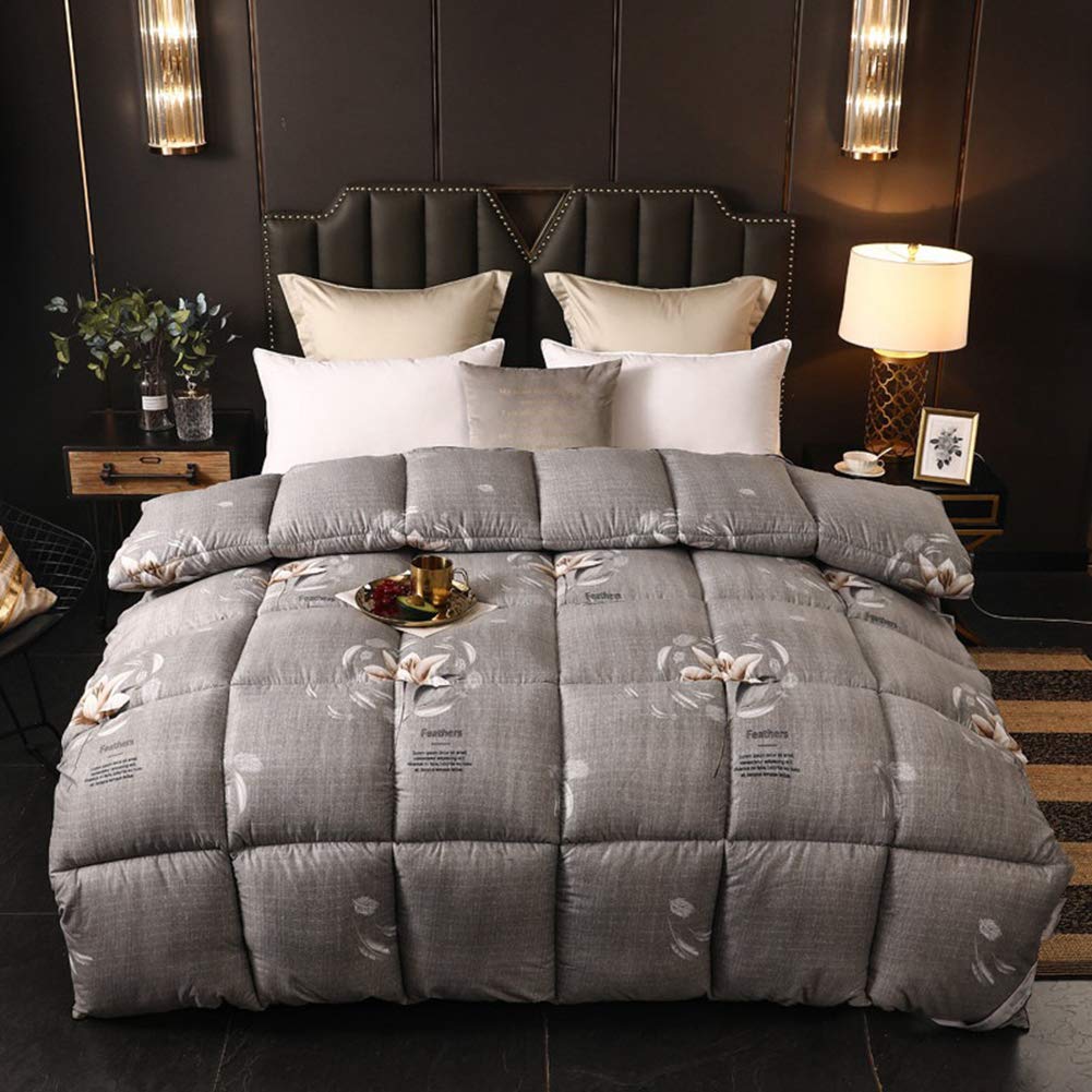Winterbettdecke King Size Gänsedaunenbettdecke mit 100% Baumwolle Daunendichter Stoff Daunenbettdecke Doppelbett Antiallergiker und warme Schmusedecke mit Ecklaschen (A 220x240cm 4kg)