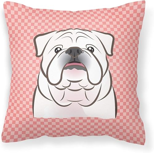 Caroline's Treasures BB1220PW1818 Cojín decorativo de tela de bulldog inglés de ajedrez, lavable a máquina, para interiores y exteriores, para sofá,