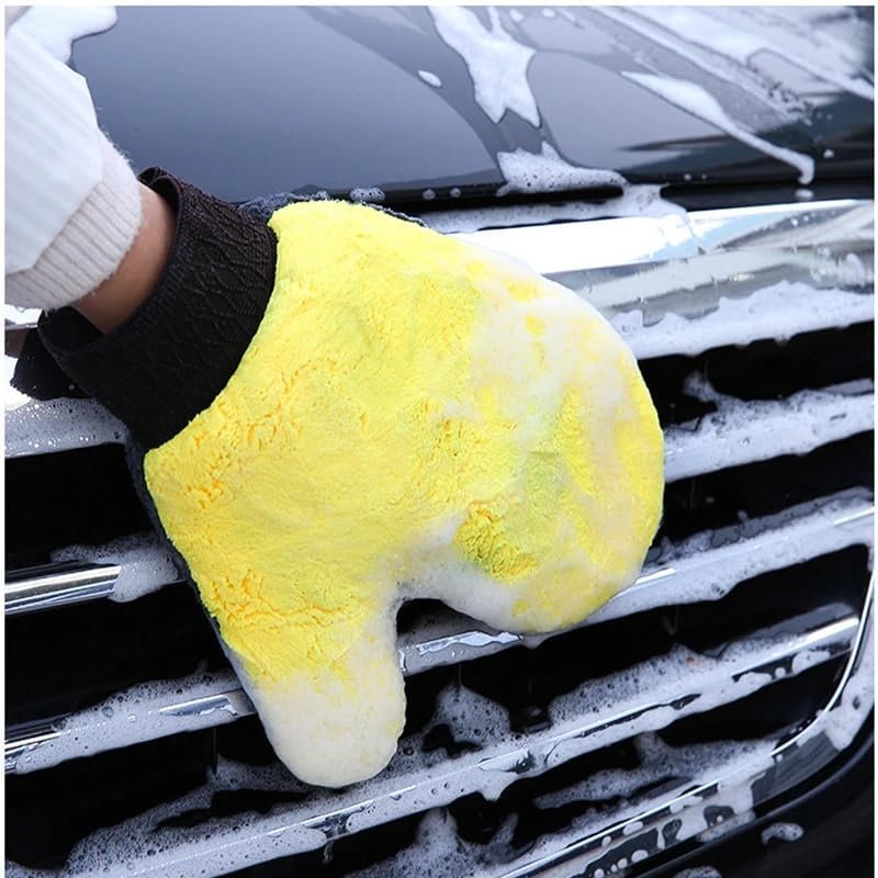 Car Washing Gloves Double-sided Soft Coral Fleece Clean Glove Water Absorption Soft Care Dust Car Cleaning Tools 1PC