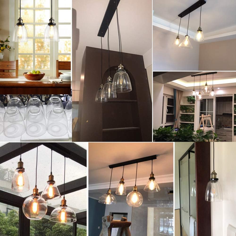 3-Pack H-Type Track Light Pendants Restaurant Chandelier Glass Lampshade Pendant Light Industrial 1.6ft Wire Factory Pendant Lamp Bulb Not Included Dimmable Track Mount Pendant Lighting