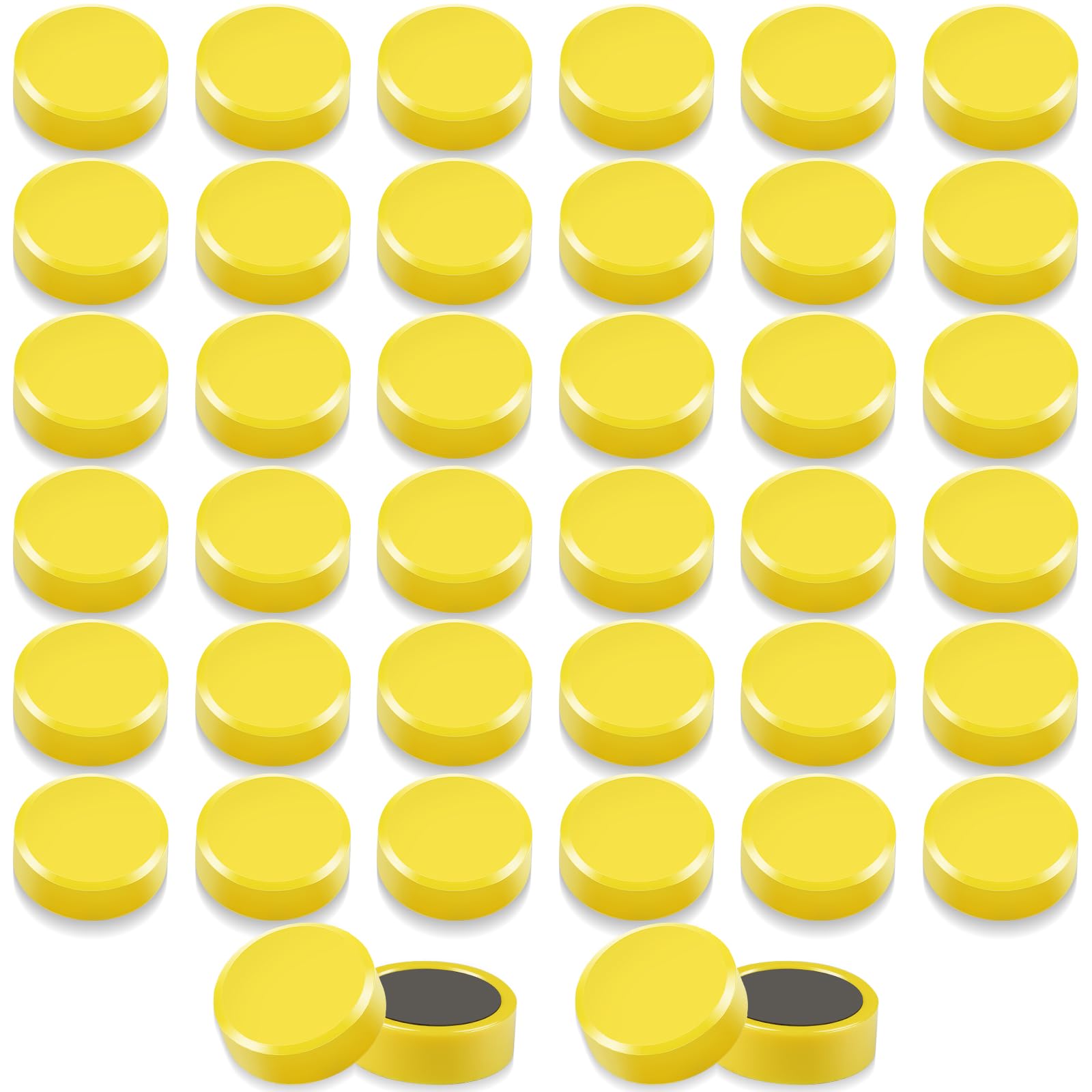QOJOPU Fridge Magnets 40PCS - Strong Magnet Mini Yellow Round Magnet Heavy Duty Magnetic Dots for Adults, Notice Board, Crafts, Map, Office & Classroom, Small Decorative Whiteboard Magnets for Fridge