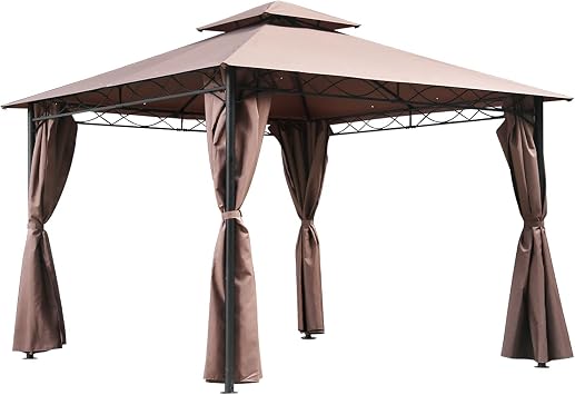 10 X 13 Outdoor Gazebo, Waterproof Patio Gazebo,Gazebo Tent Canopy with Polyester Sidewall for Outdoor Garden Patio Backyard,Brown