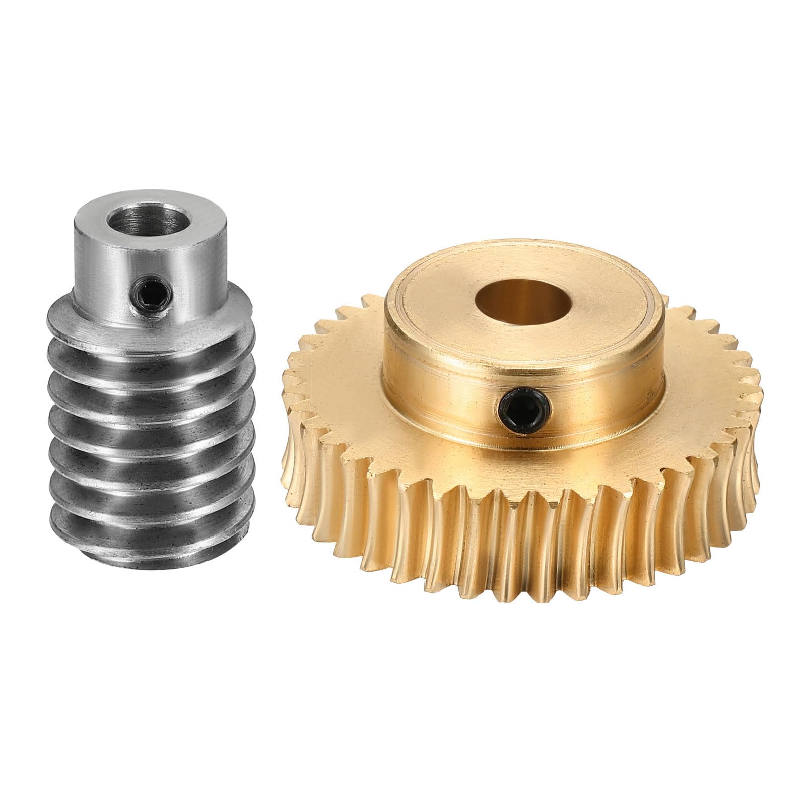 QUARKZMAN Ingranaggio A Vite Senza Fine Set 40T 1 Modulo Rapporto Riduzione 40:1 Rotazione Destra Ruota Riduzione Trasmissione (Ingranaggio Ottone-Foro 8mm Asta Acciaio #45 Foro 5mm)