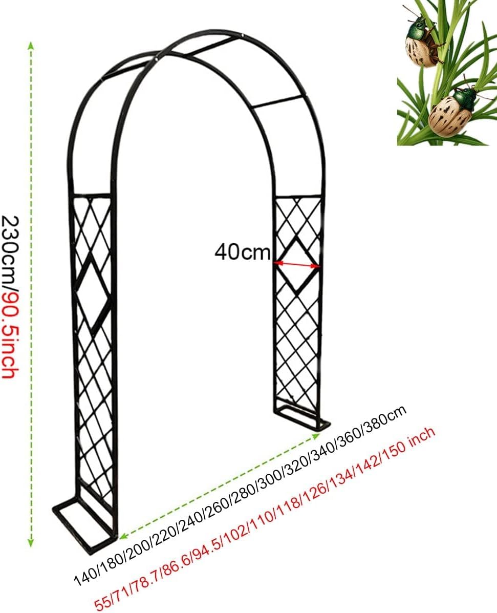 Arco de enrejado de rosas de metal galvanizado resistente, arco de jardín resistente para plantas trepadoras y rosas, diseño independiente, 55 x 90 pulgadas, marrón, perfecto para paisajismo de jardín