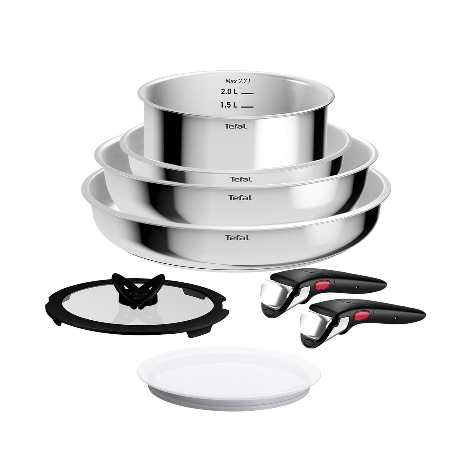 Tefal Ingenio Comfort Max Stainless Steel 8-Piece Cookware Set, Stackable