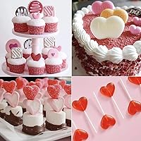 Vista 5 de 2 moldes de silicona rosa, diferentes tamaños, molde de chocolate con forma de corazón, moldes para decoración de galletas, pasteles, pasteles