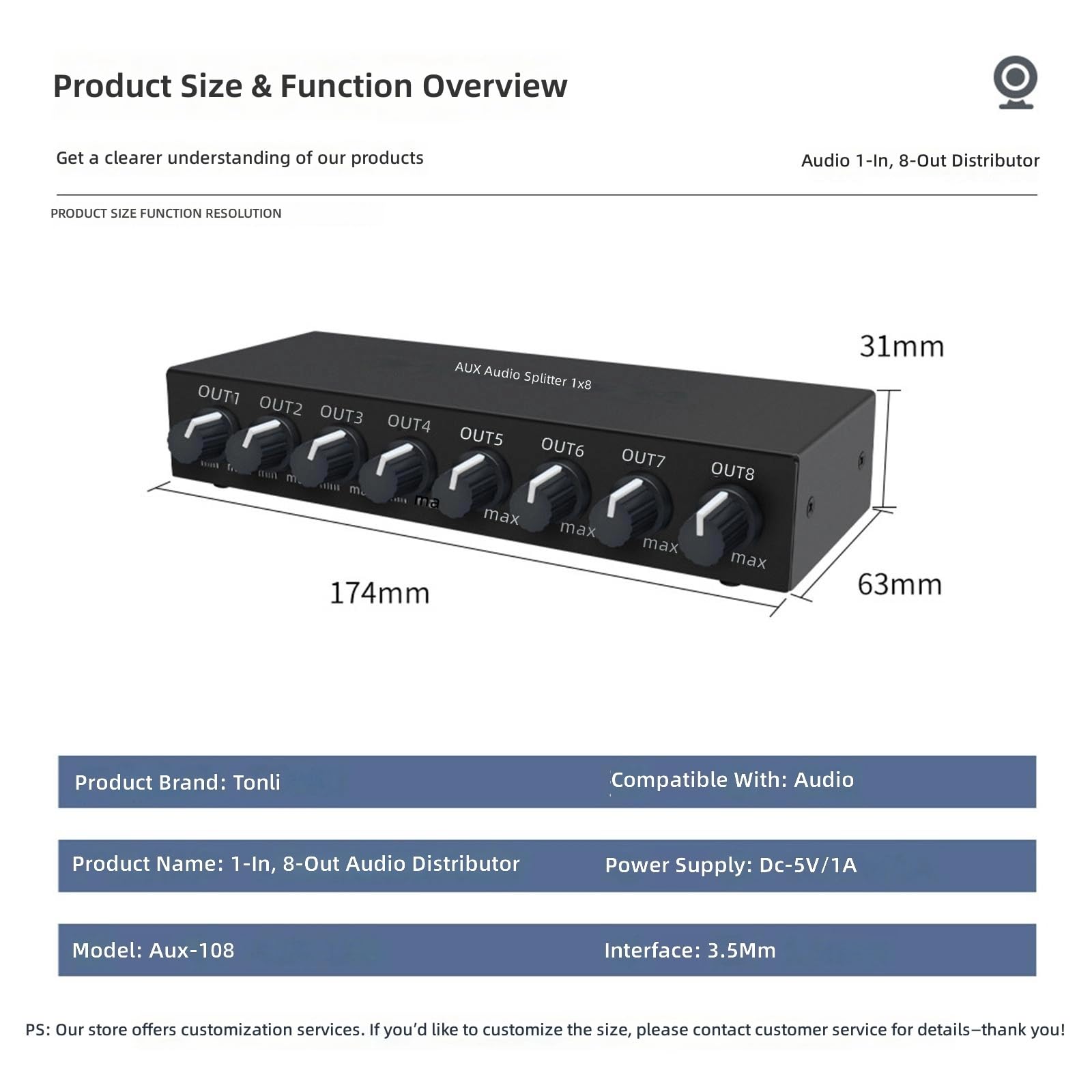 3, 5-mm Anschluss und DC5V Stromversorgung für Heimkino Konnektivität mit Mehreren Geräten Kompakter Sound Splitter Hoher Loyalty Sound Verteiler