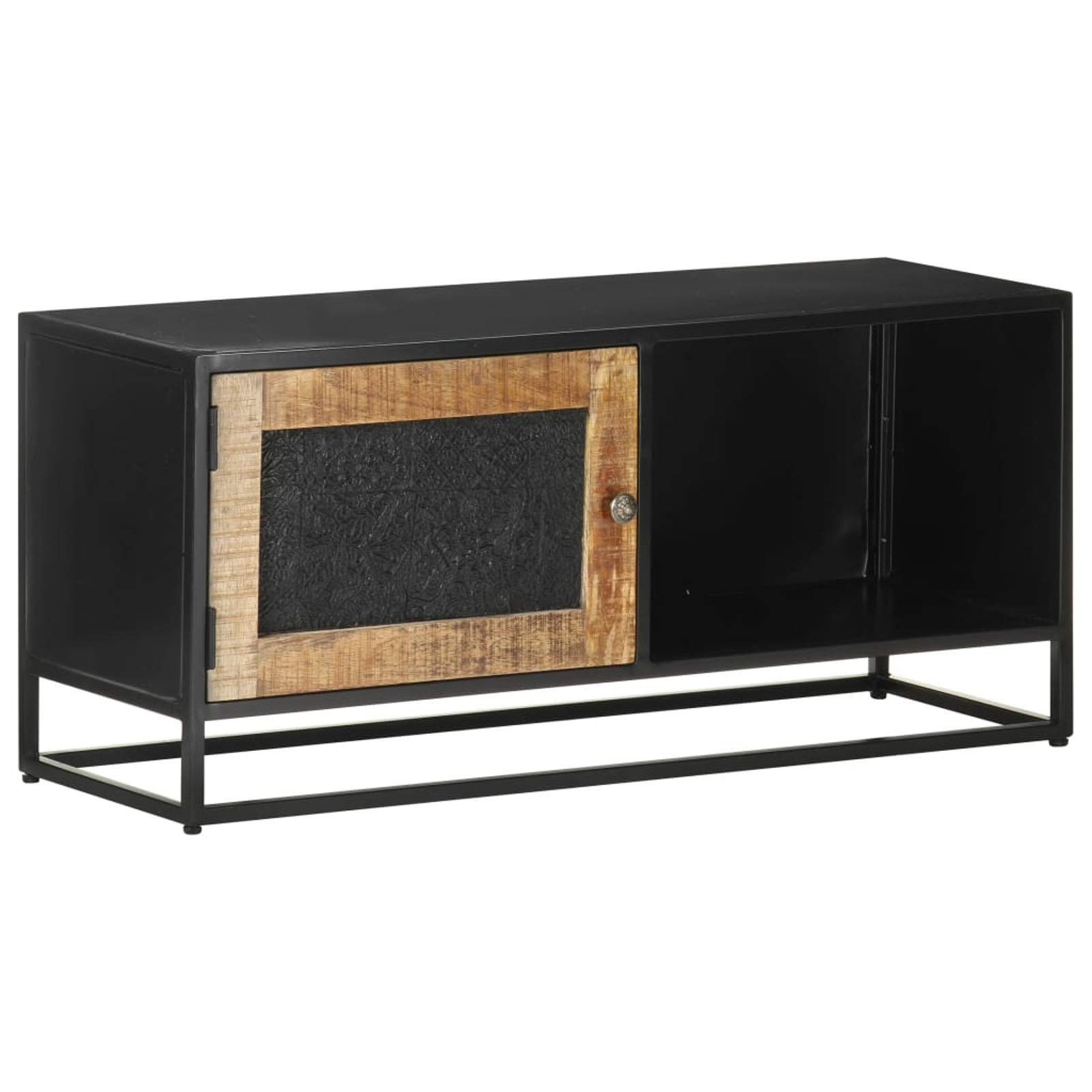 Mesa de Televisión de Madera Industrial con Estantes para Decoración y Almacenamiento - 90x30x40 cm