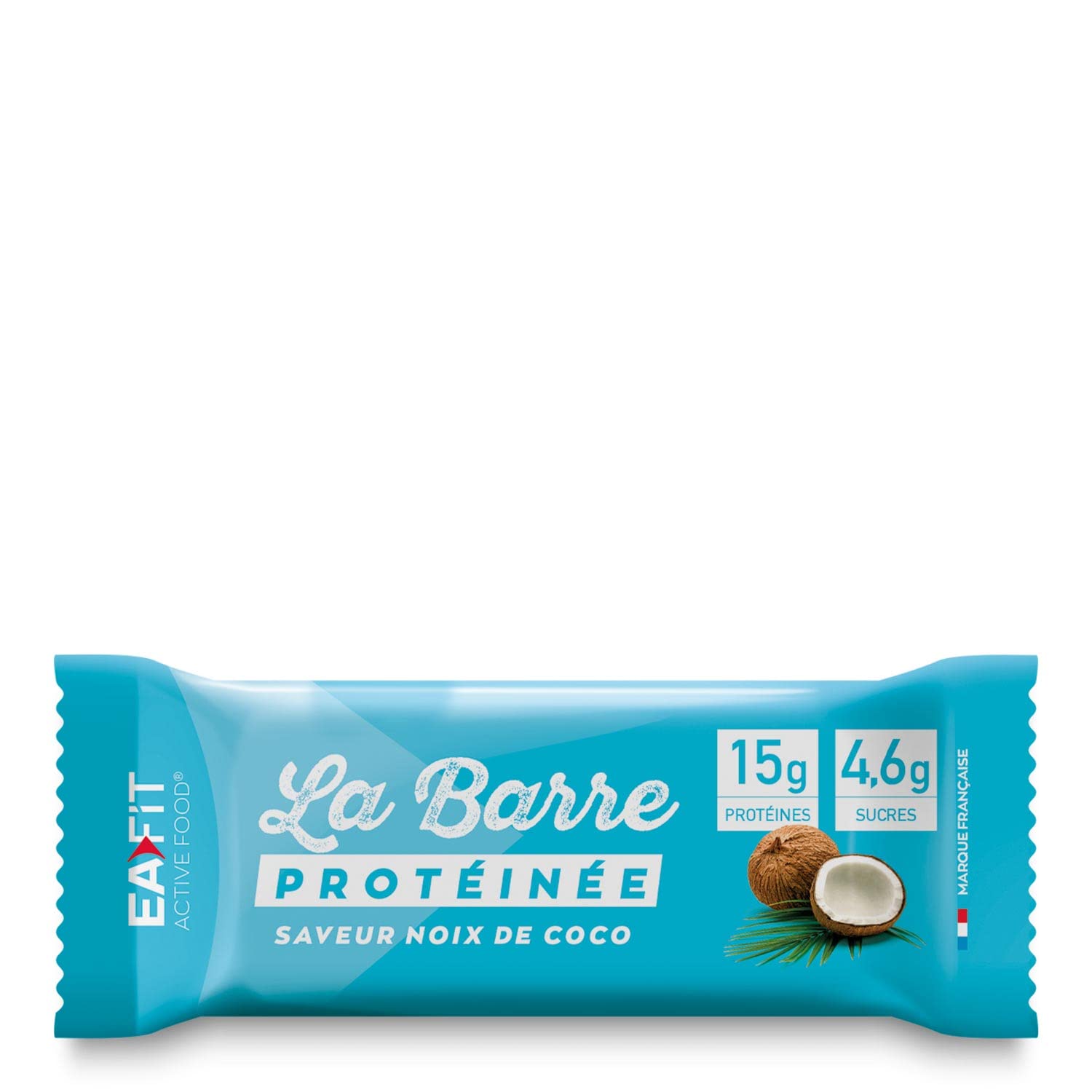 EAFIT La Barre Protéinée - Saveur Noix de coco - Enrobée de chocolat au lait - 16g de protéines par barre - 5, 5g de MG - faible en sucre - 12 vit et minéraux - Certifiée Anti-​dopage