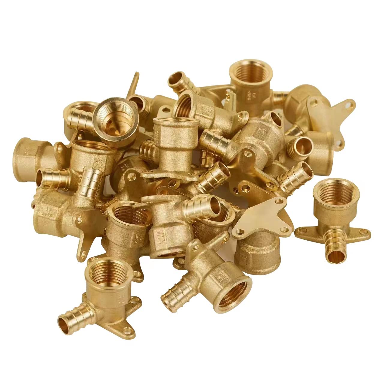 EFIELD Barb Crimp Pex 1/2 pollici x 1/2 pollice femmina NPT Drop-Ear gomito raccordi in ottone, confezione da 25, ASTM F1807