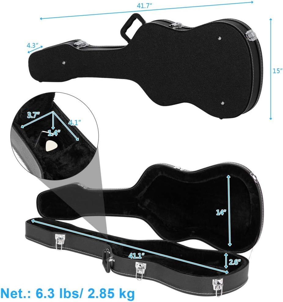 Ktaxon Electric Guitar Hard Case, Wooden Hard-Shell Protective Carrying Case for KST/KTL/KMF-Style 39-Inch Electric Guitar with Lock Latch Padding