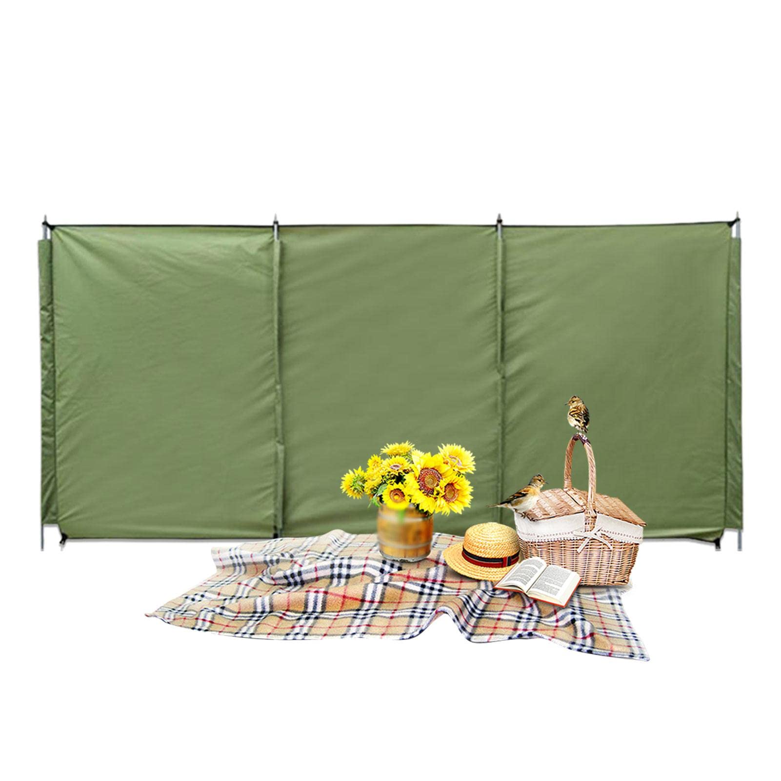Brise-vent pliable pour le camping – Pare-brise et pare-soleil pour poêle d'extérieur – Pare-vue d'hiver avec tiges de support – 3 tailles pour jardin, pique-nique, barbecue et protection contre les