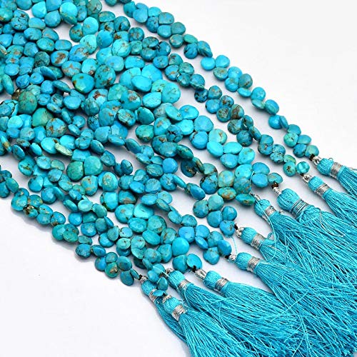Perles de briolette coeur Turquoise naturelle 6mm fil 39 carats