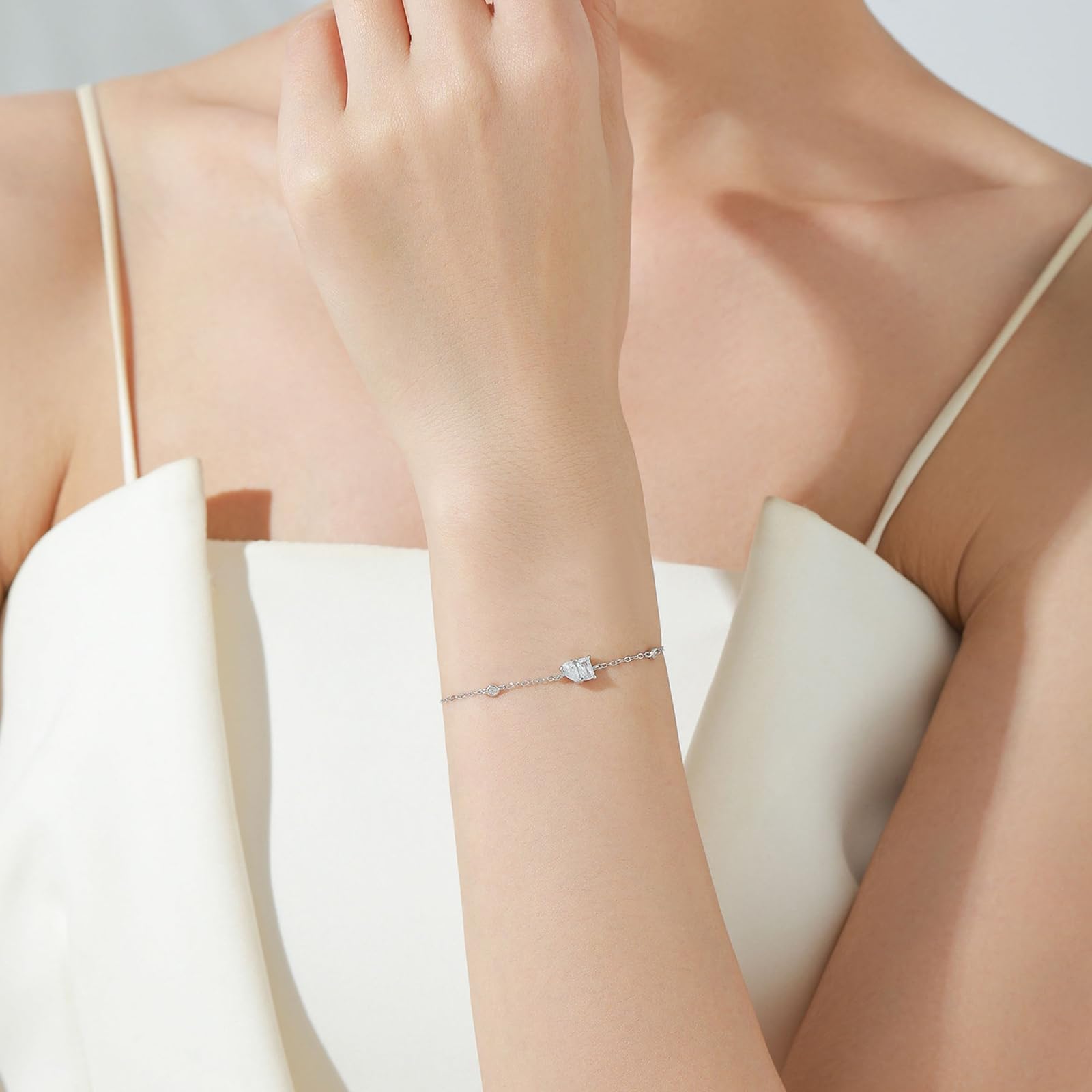 Bransoletka damska w kolorze różowego złota, 0,4 ct, diament laboratoryjny, geometryczna bransoletka, łańcuszek dla Ciebie, złota