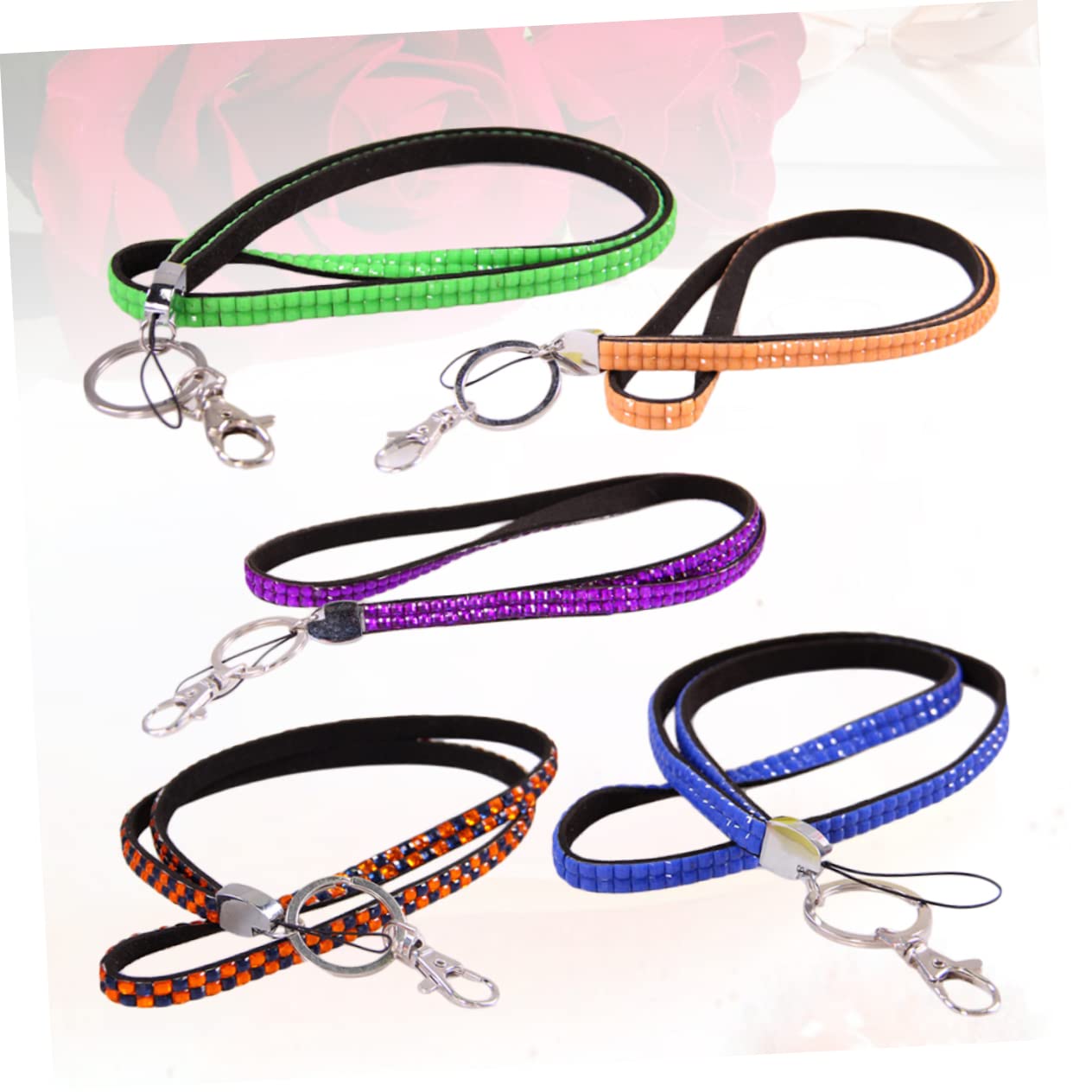 3 Set Cinghia Per Telefono Lanyard Con Strass Per Sicurezza Tracolla Per Cellulari E Chiavi Casual Per Attività Colore Casuale 5 Pezzi * 3