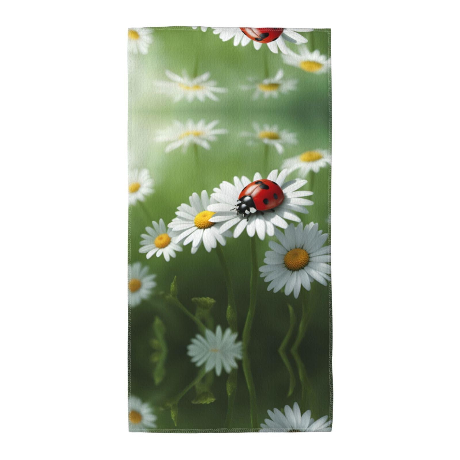 DIEzig Ladybug On Daisy Flower Fashion Printed Long Bath Towel For Pool Side Seaside Holiday
