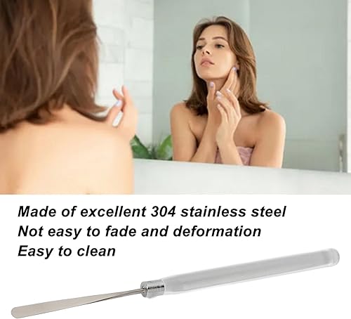 Tyenaza 3Pcs Makeup Foundation Spatula, Color Blending Stainless Steel Transparent Handle Nail Gel Spatula Stirring Rod