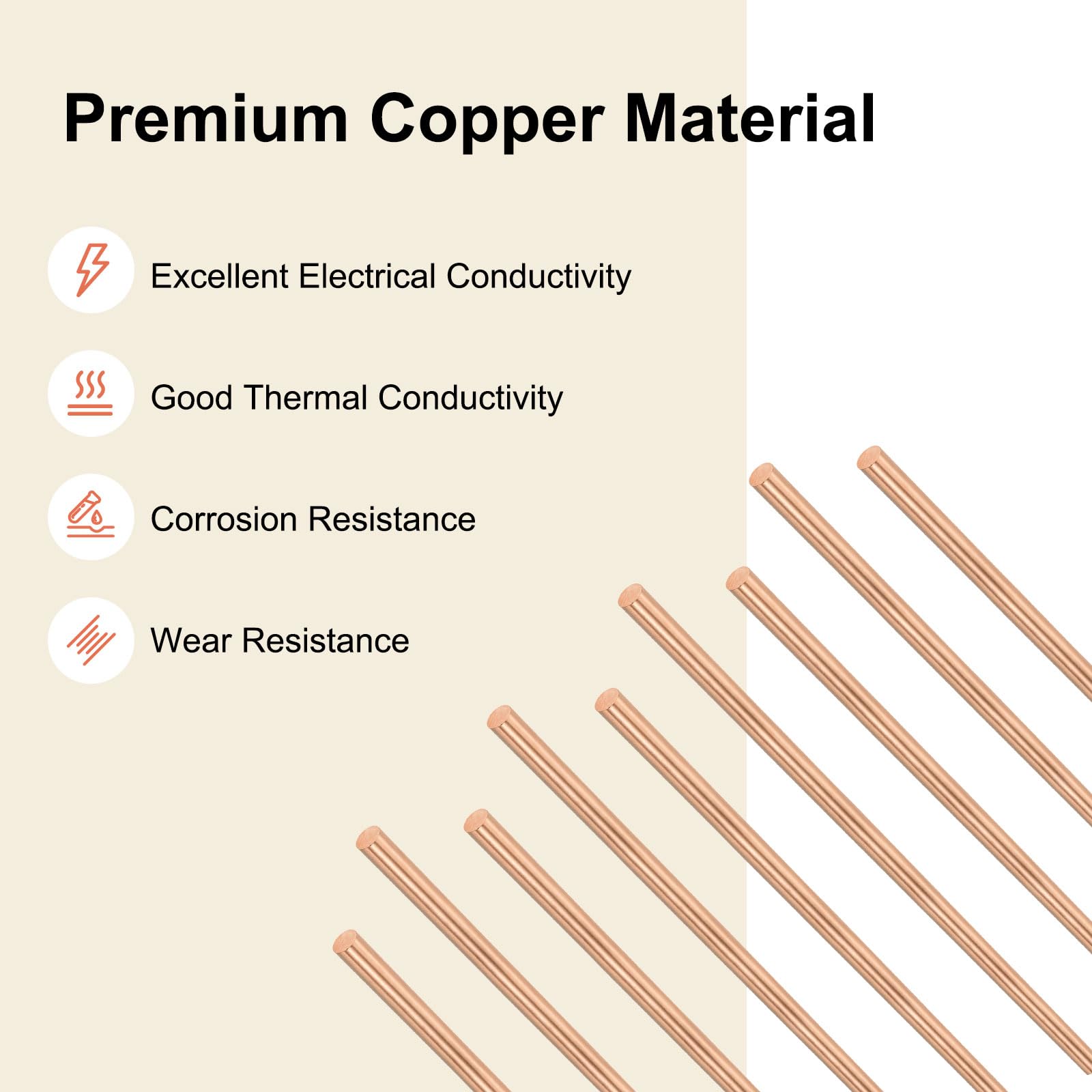 M METERXITY 5-Pack Copper Round Rod 2mm Dia. 9.84 Inch Length T2 Copper Stock Solid Rod Lathe Bar for Metal Crafts DIY/Gardening/Industry/Decoration Pure Tube