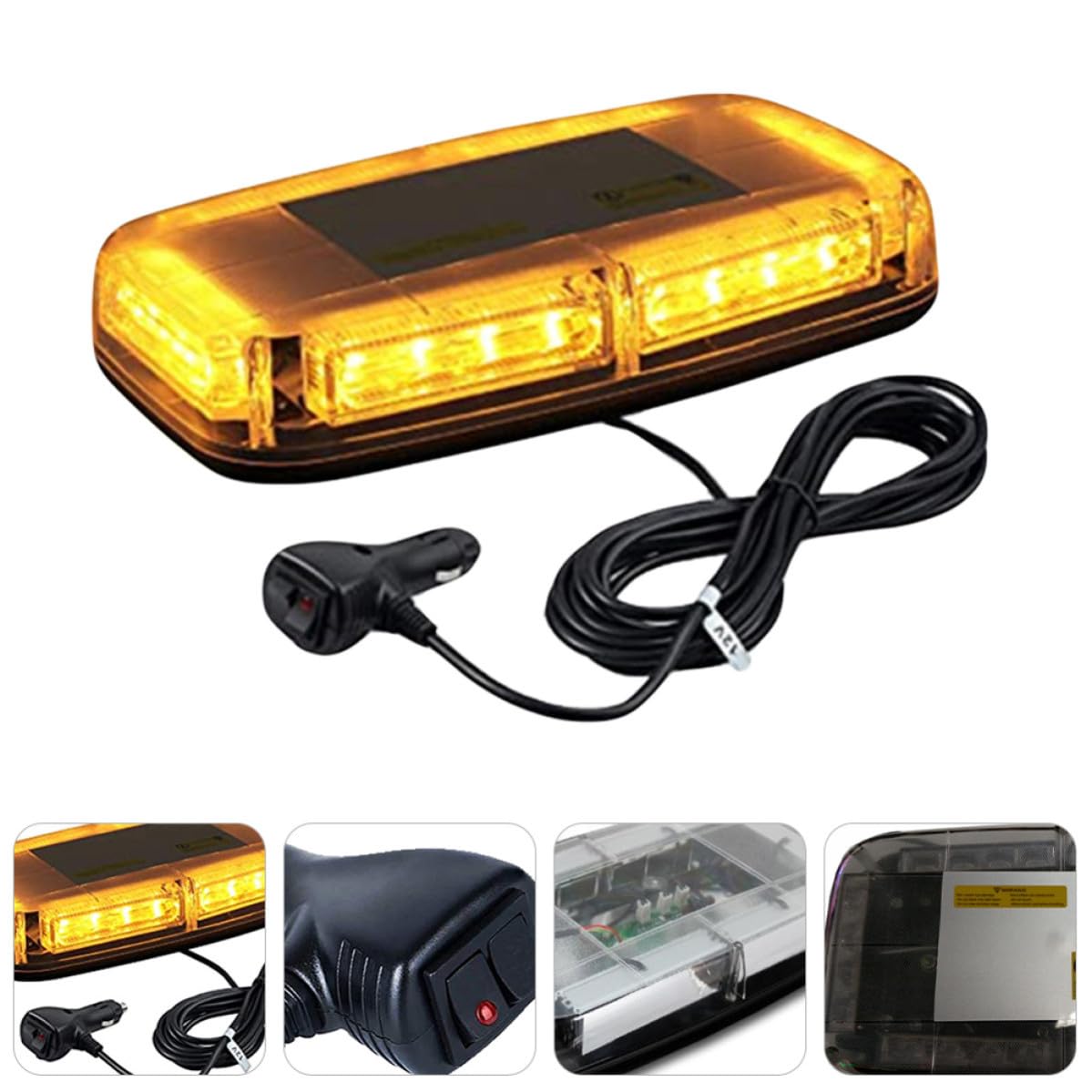 Luz de Emergencia para Coche LED 24 Leds, Baliza Intermitente de Advertencia, Material Abs, Alto Rendimiento Eléctrico para Vehículos y Camiones en Niebla y Lluvia