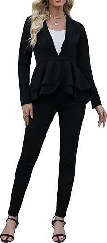 Miniatura 4 de Salimdy Conjuntos sexys de 2 piezas para mujeres, blazer sólido de manga larga con pantalones, conjuntos de trajes casuales elegantes de negocios