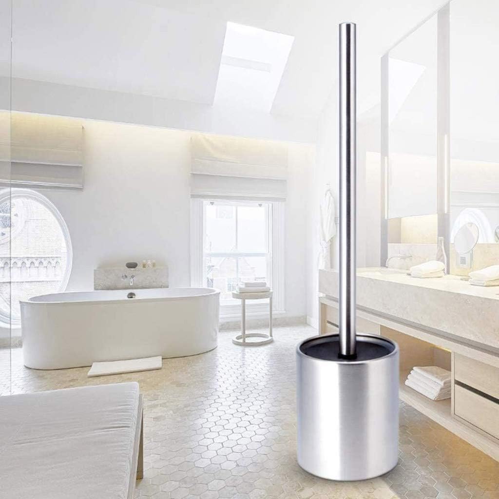 Toilet Brush and Holder, Stainless Steel, Bowl for Bathroom Ergonomic, Elegant