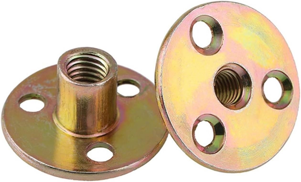 Iron Plate nut,Round t nut,M8 M10 Color Zinc Carbon Steel Iron Plate Nut Three Hole Lock Nut Furniture Plywood On Sofa Foot Lock Nut 5PCS (Size : M10)(M8)