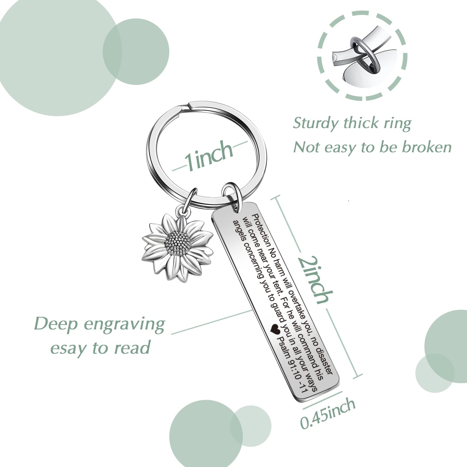 JIUSHUN Protection Keychain For Women Bible Verse Keychain Women Religious Gift Baptism Gift Faith Based Gifts Christian Birthday Keychain Inspirational Gift Catholic Church Gift