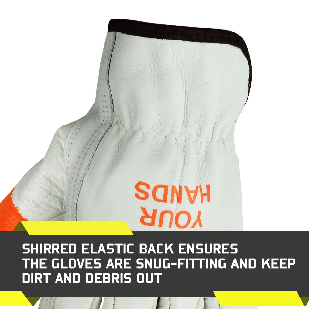 Glove Station "Watch Your Hand" Arbeitshandschuhe aus genarbtem Rindsleder, ungefüttert, Leder, Handschutz, erhältlich in den Größen S - XL (M, M, 12er-Pack)