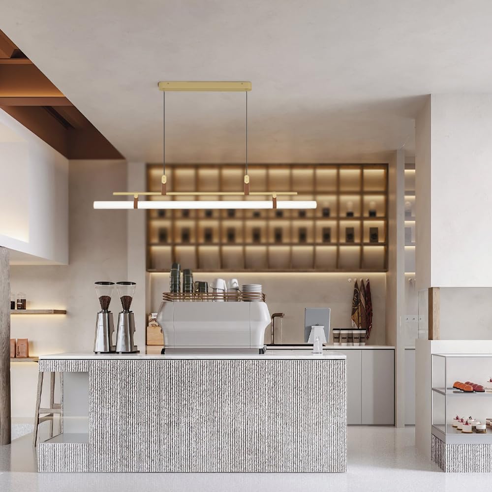 Lampada a Sospensione a LED Minimalista, dimmerabile, lineare, Moderna, Lunga, a Sospensione, con Telecomando, per Isola Cucina, Ufficio, Tavolo da Pranzo, lampade a Sospensione