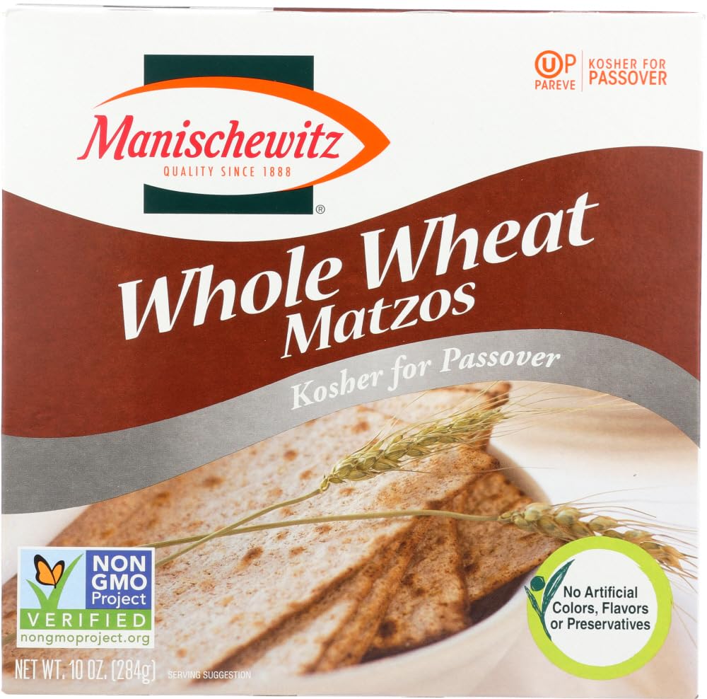 Manischewitz Passover Whole Wheat Matzo, 10 Ounce Boxes (Pack of 6)