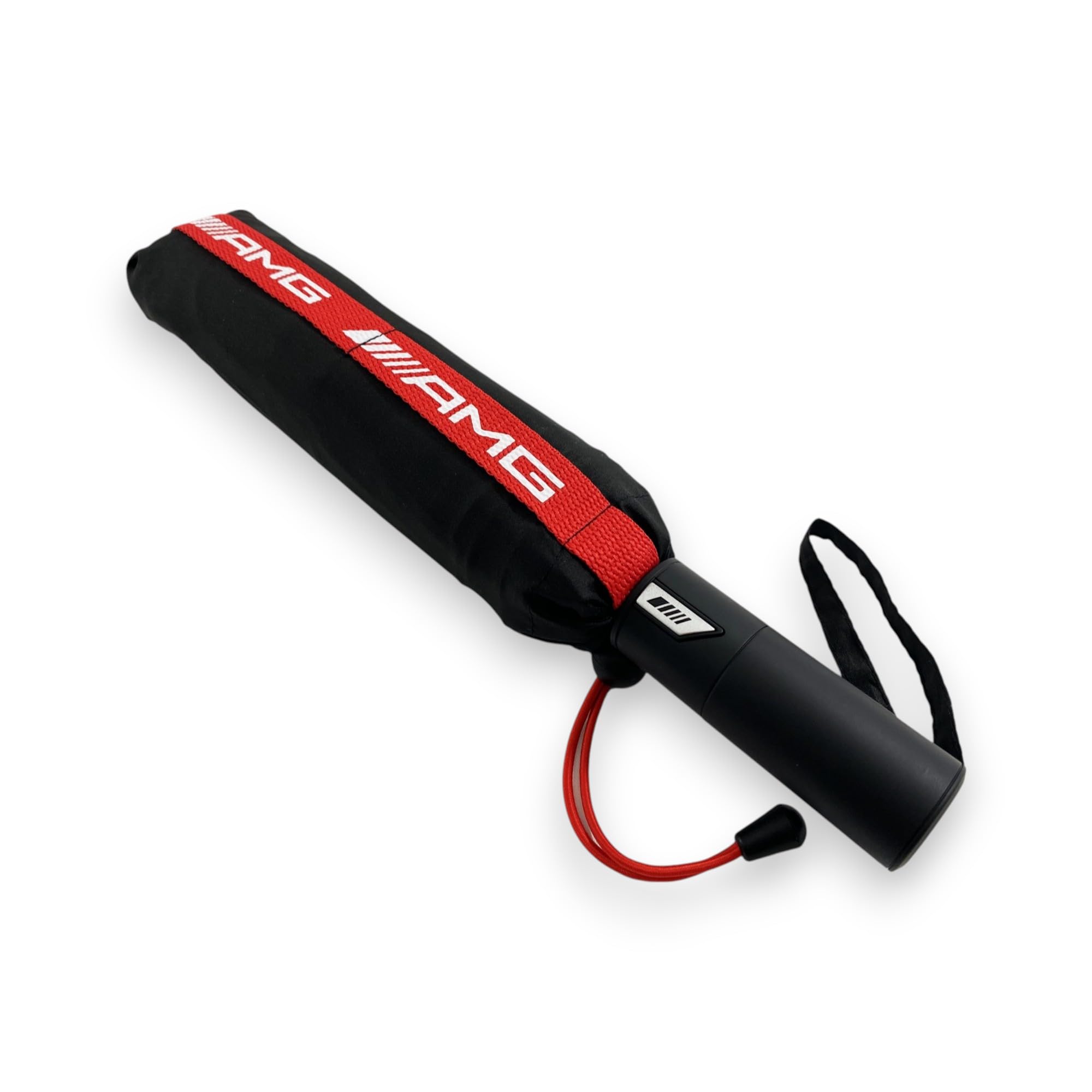 Paraguas Plegable AMG Auténtico – Antiviento, Apertura y Cierre Automáticos, Compacto de Viaje, Diseño Negro y Rojo Premium, Resistente y Ligero para Todo Clima