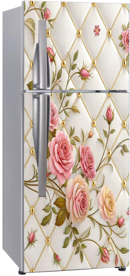 Double Door Fridge Sticker - Floral & Abstract Designs -15
