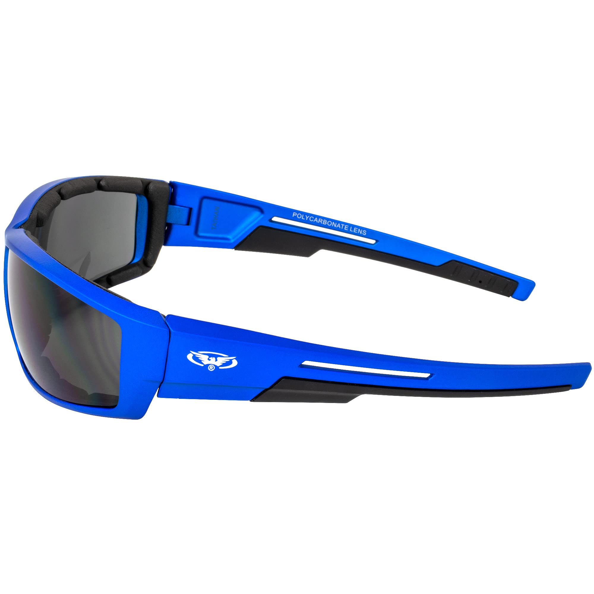 Global Vision Sly - Gafas de Sol Acolchadas para Motocicleta, 3 Pares, con Lentes de Humo y Marcos metálicos Rojos, Azules y Grises