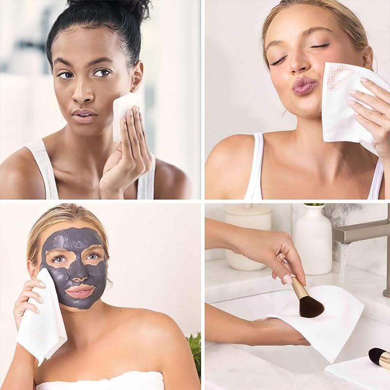 Clean Facial Cloth XL Facial Towels, Ultra Soft Plant Fibre Face Towels, Durable Disposable Cleansing Cloths for Makeup Removal and Skincare