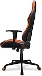 Cougar Armor Elite Chaise de jeu ergonomique et confortable avec support tête et lombaire, cadre et base en acier, dossier inclinable, mécanisme d'inclinaison, respirant Premium PVC Cuir, 2D Accoudoir, BK/Orange