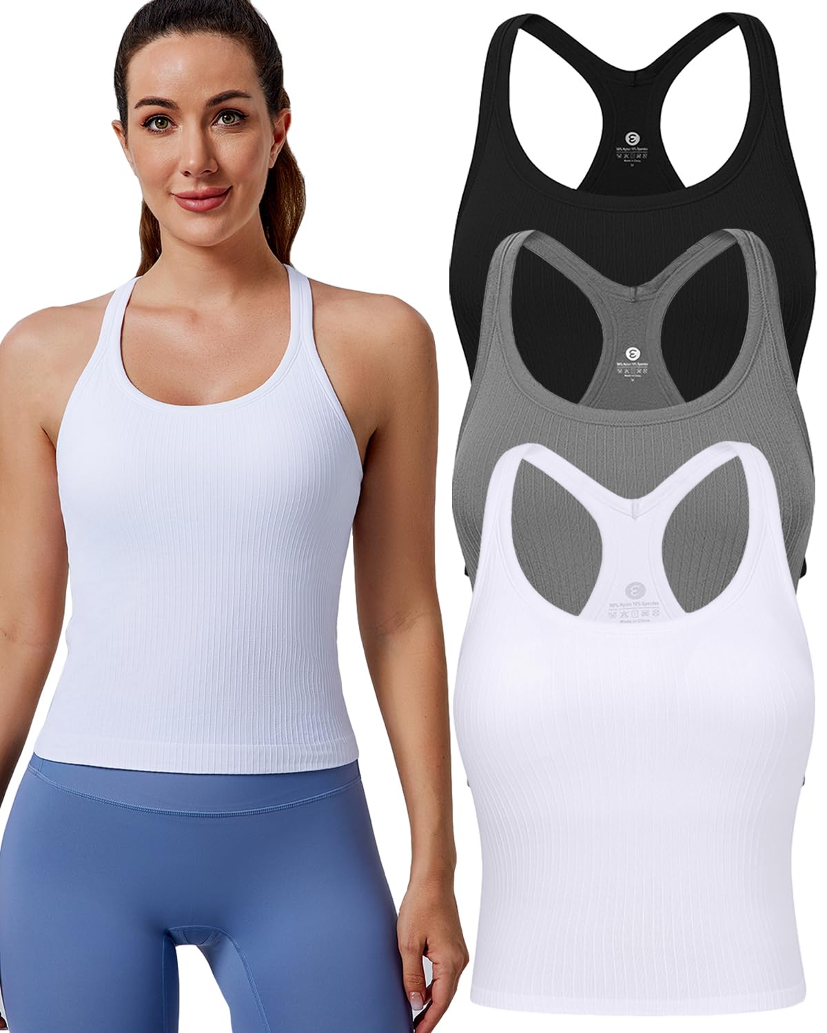 Evercute Ribbed Crop Tank Tops