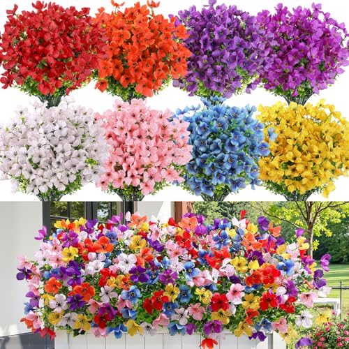 SHareconn 20 Bundles Artificial Flowers UV Resistant Outdoor Decor