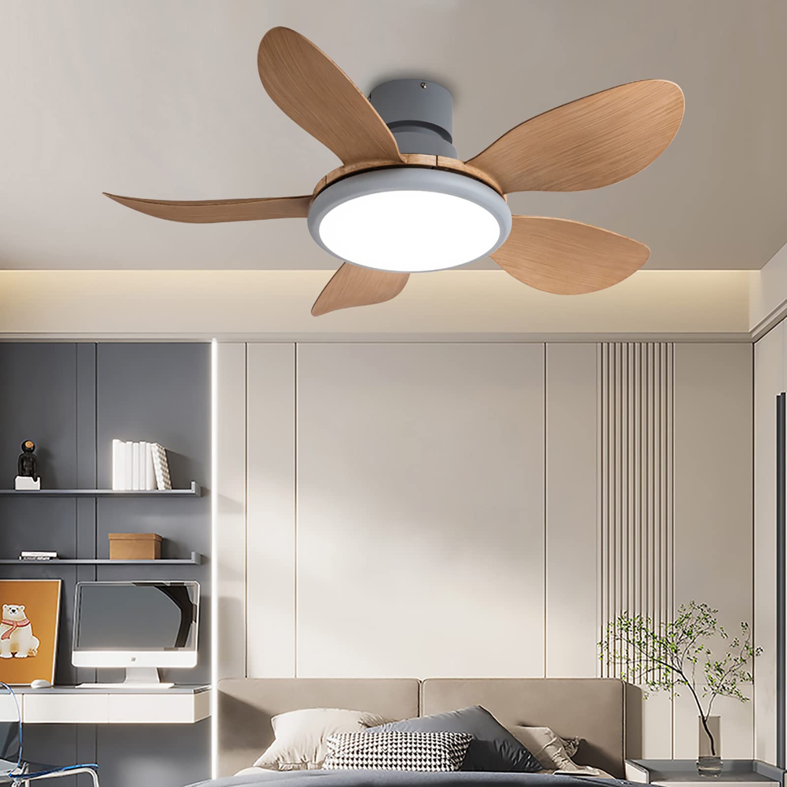 Ventilatore Da Soffitto Con Luce LED 65cm 60W - 6 Velocità, Telecomando E App, Motore DC Silenzioso, Reversibile
