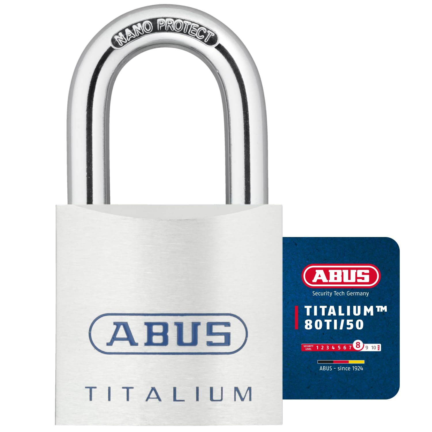 ABUS TITALIUM™ Padlock 80TI/50 with Light Lock Body Made of Solid